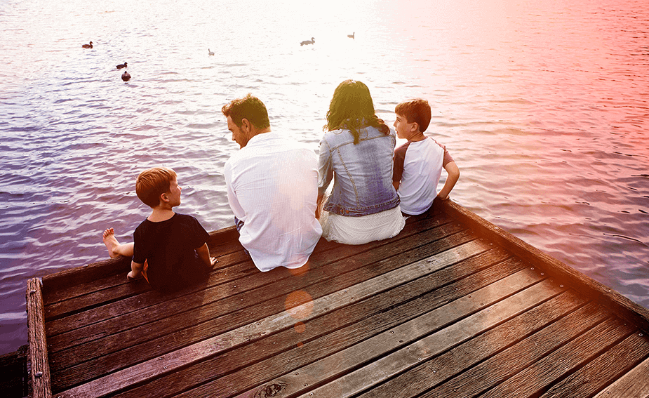 Family on the jetty