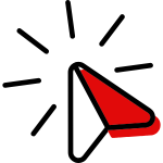 Mouse pointer icon clicking, representing the ease of joining Virgin Money Super online.