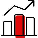 Bar graph icon representing steady superannuation performance in line with industry trends.